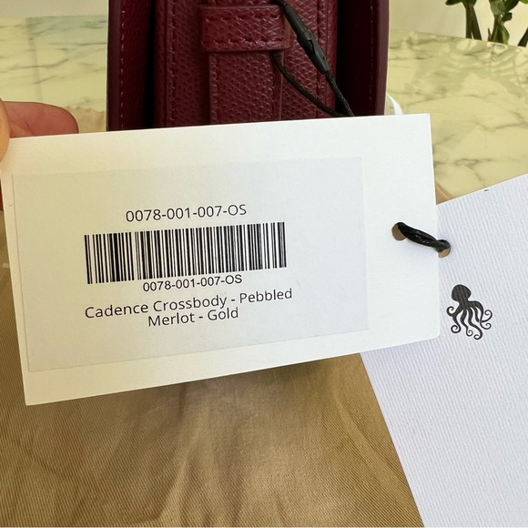 NWT Senreve Cadence Crossbody Italian Pebbled Leather Merlot Burgundy Red Gold - Picture 9 of 16